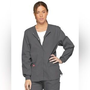 Dickies EDS Signature 86306 Warm-Up Jacket Gray Small Grey Scrubs Long Sleeve